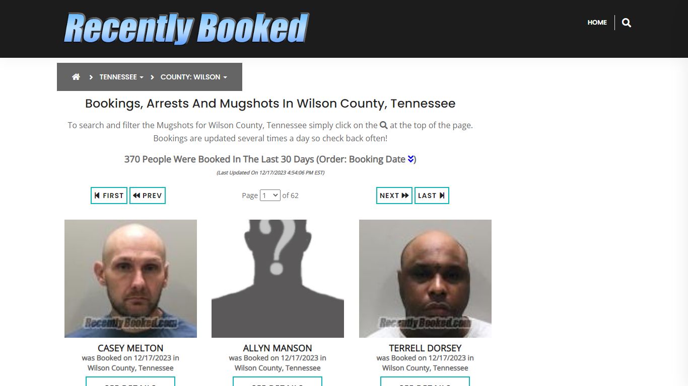 Bookings, Arrests and Mugshots in Wilson County, Tennessee